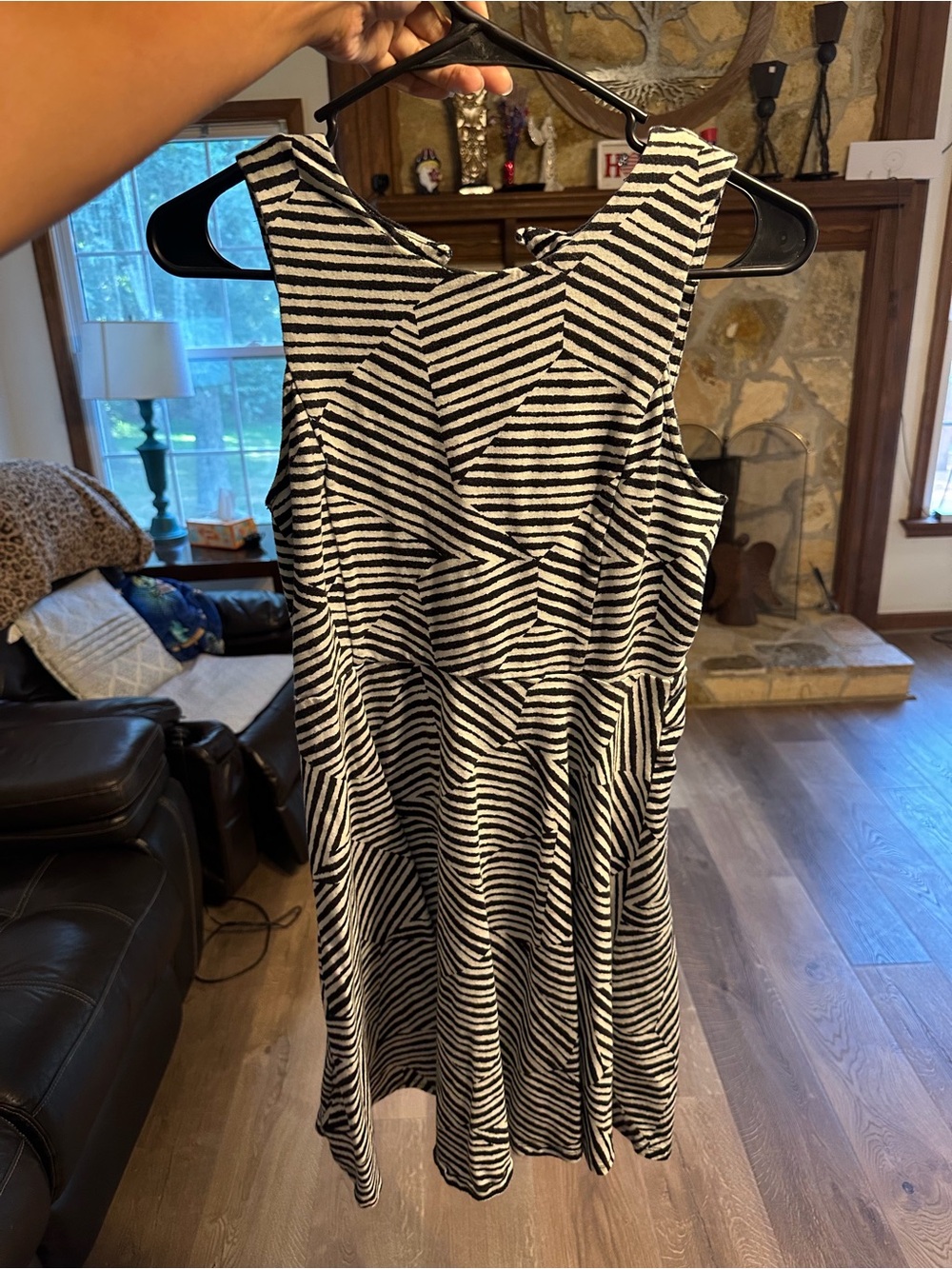 Xhilaration Black and White Striped Sleeveless Fit-and-Flare Dress